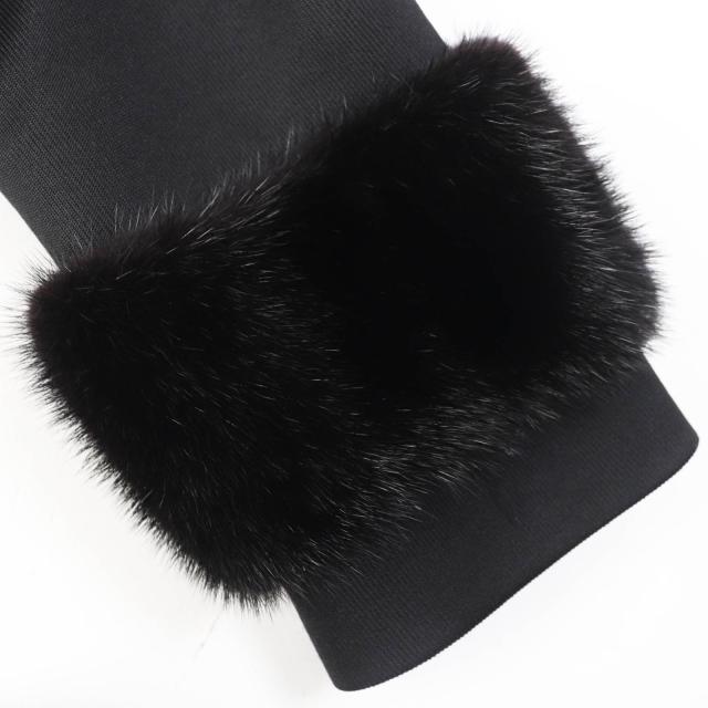 極美品◎FENDI フェンディ 2019年製 FF8679 袖口ミンク ハーフジップ 比翼 ロングコート ブラック 38 ハンガー・ガーメント付き 正規品_5