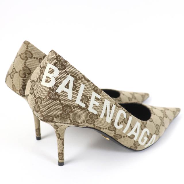 未使用品☆GUCCI グッチ BALENCIAGA バレンシアガ 676603 ポインテッドトゥ GGキャンバス パンプス ブラウン系 36 箱・保袋付 レディース_2