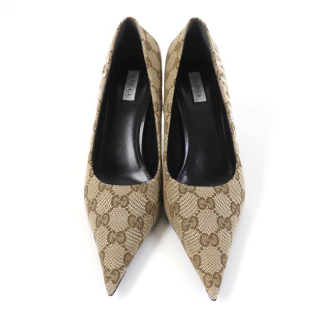 未使用品☆GUCCI グッチ BALENCIAGA バレンシアガ 676603 ポインテッドトゥ GGキャンバス パンプス ブラウン系 36 箱・保袋付 レディース_3