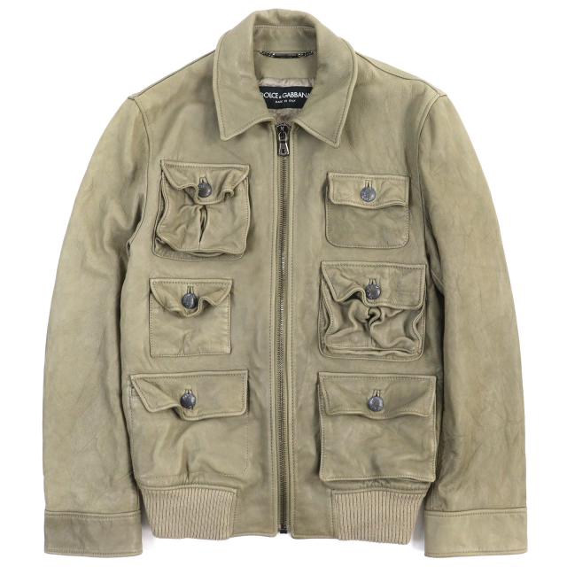 【ドンドン見直し】人気△DOLCE&GABBANA ドルチェ＆ガッバーナ 06AW G9260L G5T41 黒タグ ラムレザー ジャケット カーキ系 44 正規品の通販は 27,740円