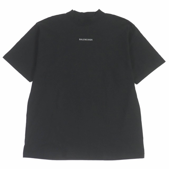 極美品□BALENCIAGA バレンシアガ 24SS 764235 コットン  ロゴプリント ミディアムフィット 半袖Ｔシャツ ブラック S 正規品 メンズの通販は