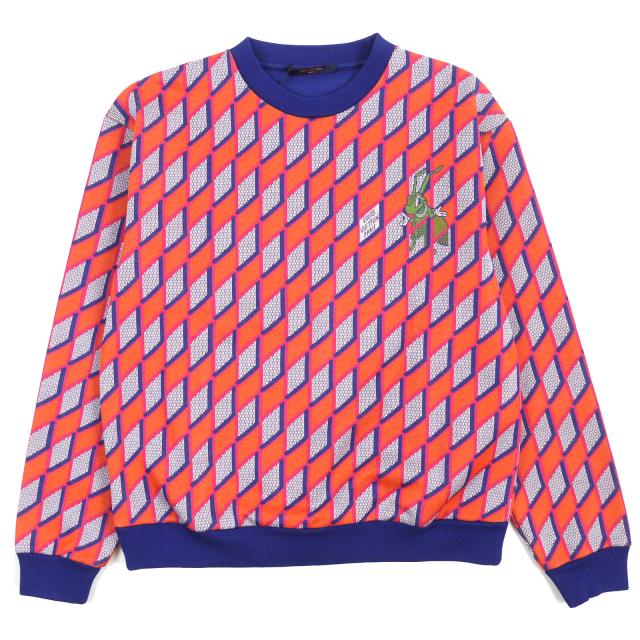 未使用△LOUIS VUITTON ルイヴィトン 22AW コットン100％ ダイヤモンドダミエ 総柄 ロングスリーブ ニット スウェット M 正規品 伊製