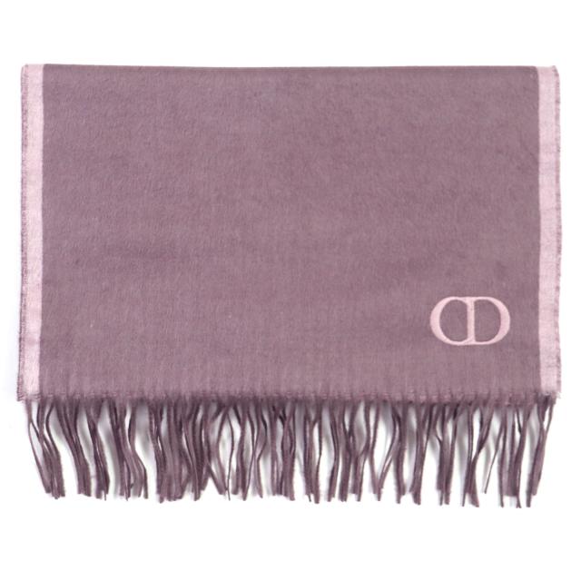 極美品▼DIOR ディオール オム 93C0015DH001 シルク100% CDロゴ刺繍 フリンジ付き マフラー パープル ピンク イタリア製 メンズの通販は 20,350円