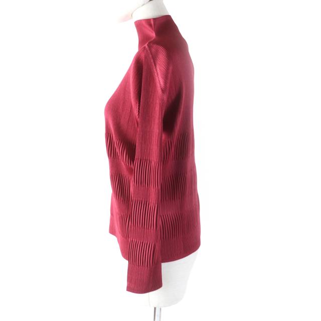 極美品★PLEATS PLEASE プリーツプリーズ イッセイミヤケ PP93-FK884 モックネック 長袖 カットソー ボルドー 3 正規品 レディース 極美品☆PLEATS PLEASE プリーツプリーズ イッセイミヤケ PP93