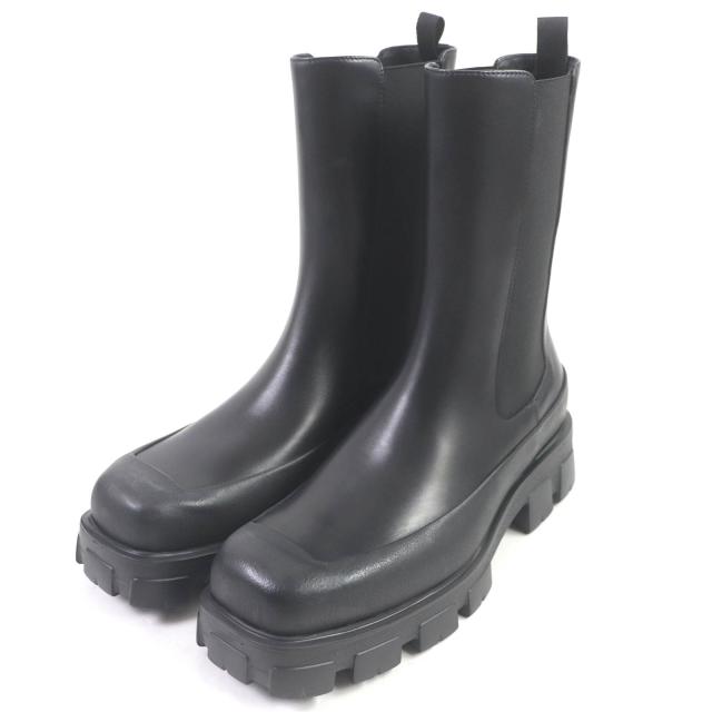 未使用品□PRADA プラダ 2UG007 モノリス 厚底 スクエアトゥ レザー サイドゴアブーツ チェルシーブーツ ブラック 10 イタリア製 メンズ