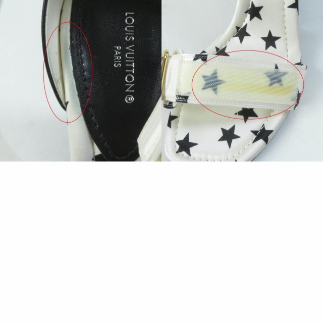 美品★LOUIS VUITTON ルイヴィトン 22SS ステラ—・ライン LV金具付 スタープリント パテントレザー使い サテン サンダル 39 箱・袋付の通販は