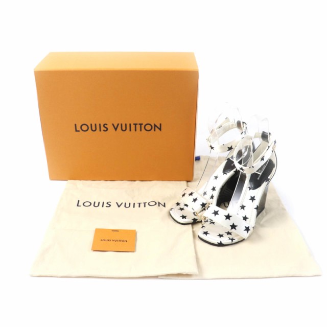 美品★LOUIS VUITTON ルイヴィトン 22SS ステラ—・ライン LV金具付 スタープリント パテントレザー使い サテン サンダル 39 箱・袋付の通販は