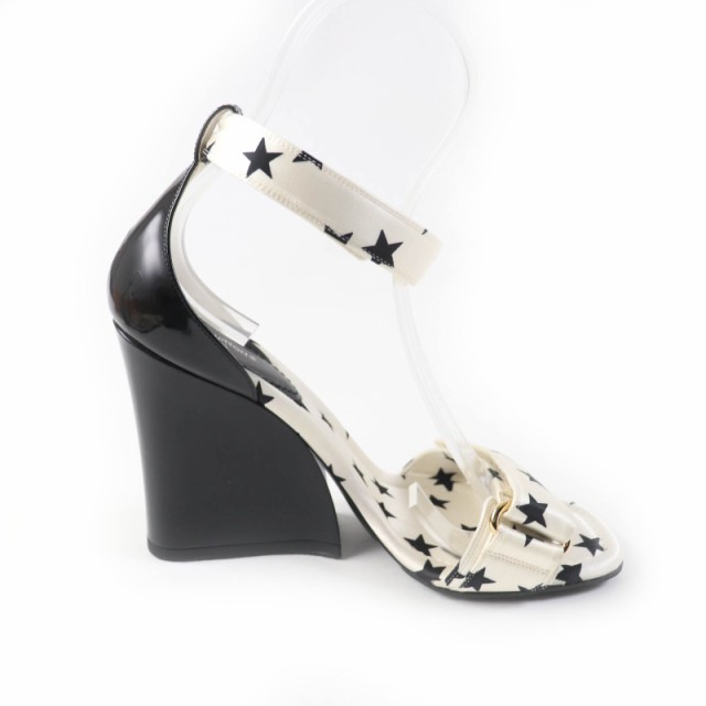 美品★LOUIS VUITTON ルイヴィトン 22SS ステラ—・ライン LV金具付 スタープリント パテントレザー使い サテン サンダル 39 箱・袋付の通販は