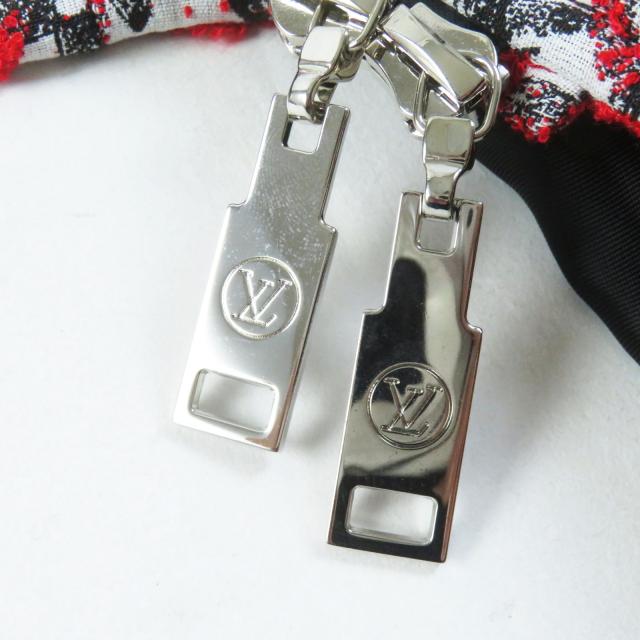 極美品◎LOUIS VUITTON ルイヴィトン 18SS モノグラムジャガード ノーカラー ジップアップ ロング コート レッド ホワイト ブラック 38_6