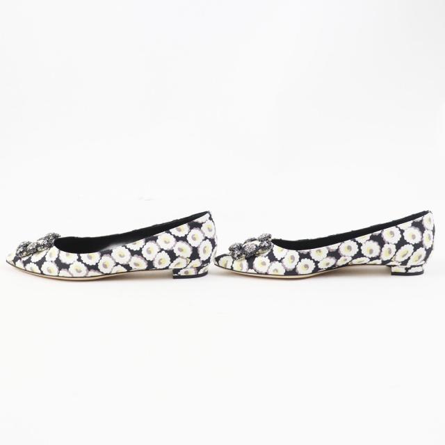 未使用品◎MANOLO BLAHNIK マノロブラニク 19SS HANGTSTFLAT ハンギシフラット フローラル柄 パンプス マルチ 37.5 箱 正規品_3