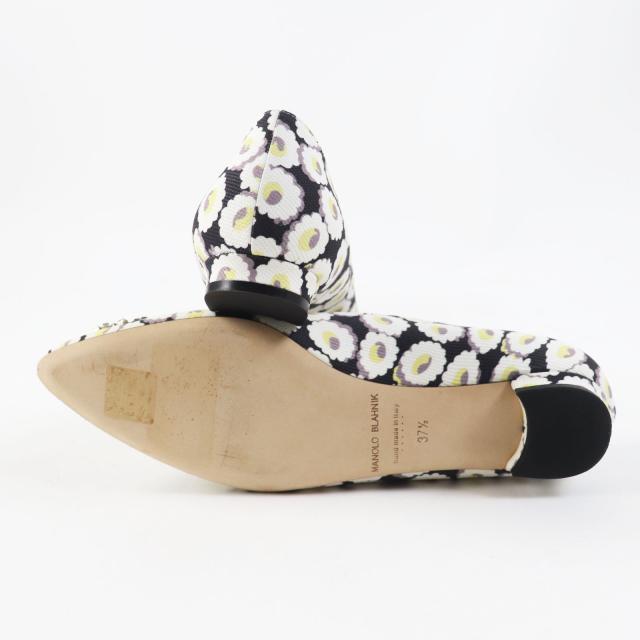 未使用品◎MANOLO BLAHNIK マノロブラニク 19SS HANGTSTFLAT ハンギシフラット フローラル柄 パンプス マルチ 37.5 箱 正規品_4