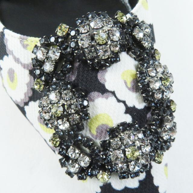 未使用品◎MANOLO BLAHNIK マノロブラニク 19SS HANGTSTFLAT ハンギシフラット フローラル柄 パンプス マルチ 37.5 箱 正規品_6