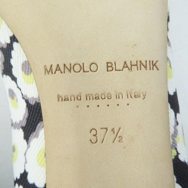 未使用品◎MANOLO BLAHNIK マノロブラニク 19SS HANGTSTFLAT ハンギシフラット フローラル柄 パンプス マルチ 37.5 箱 正規品_8