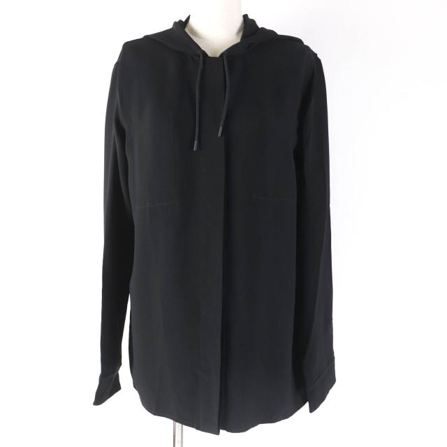 未使用品☆BURBERRY バーバリー 8044668 ロゴ刺繍入り フード付 デザイン 長袖シャツ トップス ブラック 36 正規品 レディースの通販は