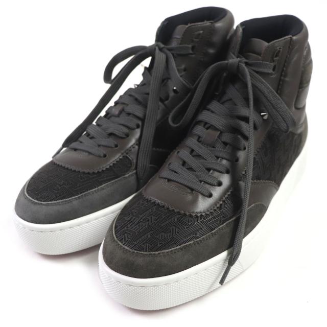 未使用品▼Christian Louboutin クリスチャンルブタン レザー スウェード ハイカットスニーカー カーキブラウン 42 保存袋付き メンズ