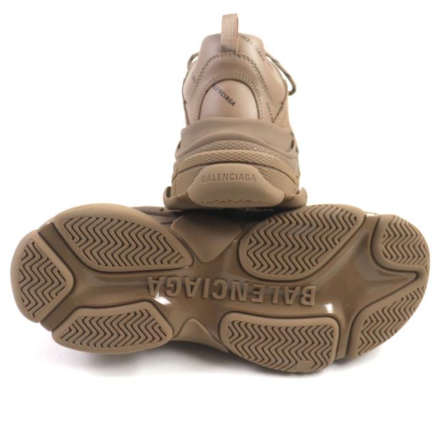 未使用品▼BALENCIAGA バレンシアガ 536737 TRIPLE S トリプルエス ロゴ総柄 刺繍入り レザー スニーカー ブラウン 43 (28.5cm) メンズ