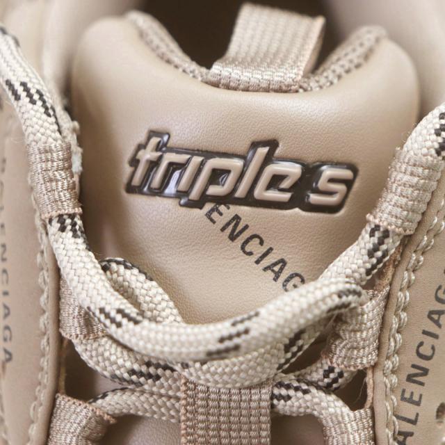 未使用品▼BALENCIAGA バレンシアガ 536737 TRIPLE S トリプルエス ロゴ総柄 刺繍入り レザー スニーカー ブラウン 43 (28.5cm) メンズ