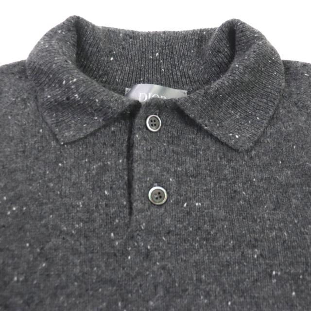 極美品▼DIOR ディオール オム 22AW 243M830AT449 カシミヤ100% ロゴ刺繍 オーバーサイズ ニット 長袖ポロシャツ XXL 正規品 メンズ
