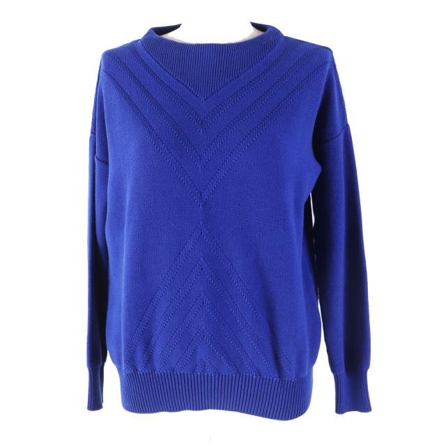 極美品◎HERMES エルメス コットン100％ 長袖 ニット プルオーバー ブルー 34 イタリア製 正規品 レディースの通販は 26,862円