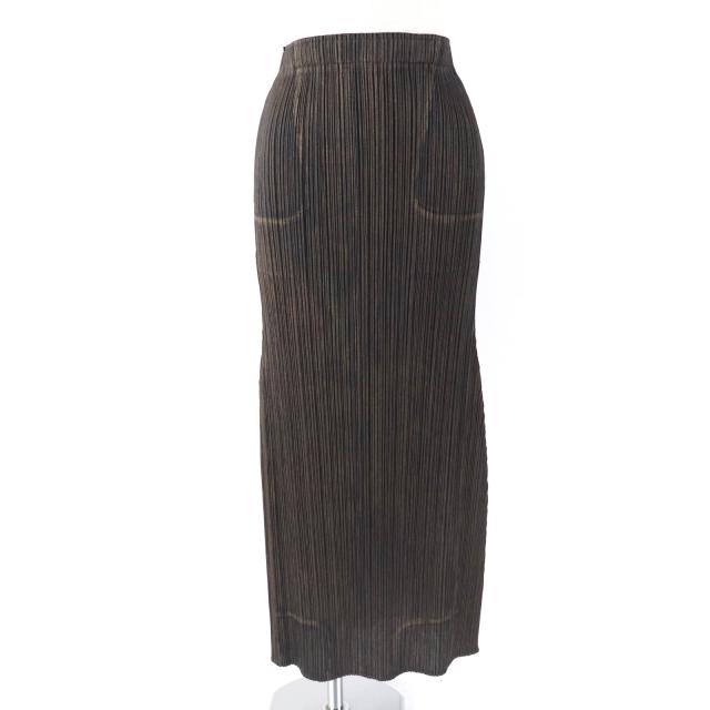 PLEATS PLEASE ブラウン プリーツスカート Sサイズ（サイズ表記3） PLEATS PLEASE ブラウン プリーツスカート Sサイズ（サイズ表記3
