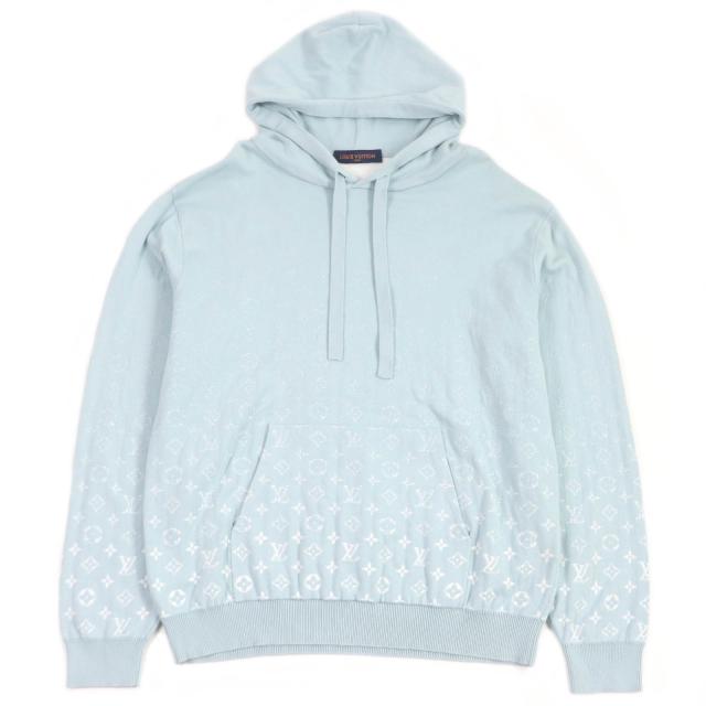 極美品□LOUIS VUITTON ルイヴィトン 23SS モノグラムグラディエント プルオーバー ニットパーカー ライトブルー XL イタリア製 正規品