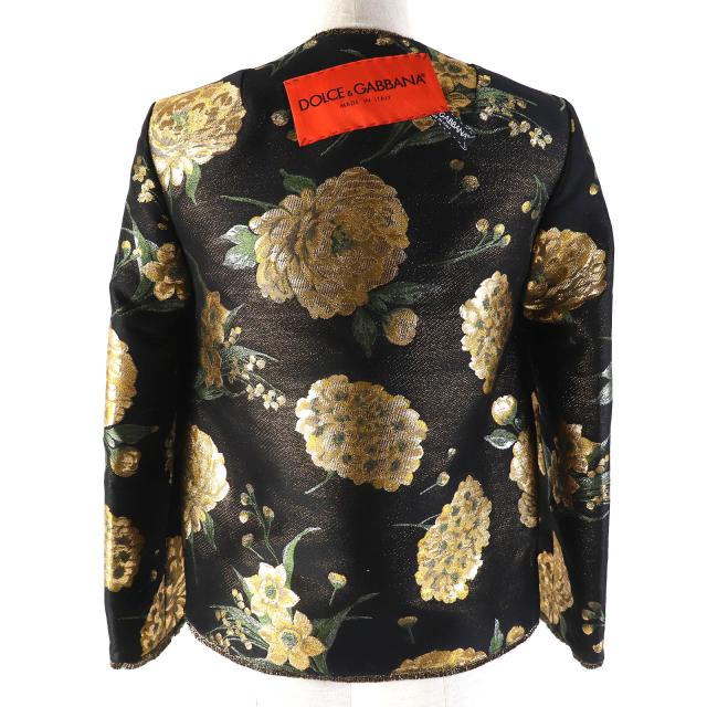 未使用品△DOLCE&amp;GABBANA ドルチェ＆ガッバーナ 黒タグ フラワージャガード ビーズ装飾 ノーカラージャケット 36 正規品 定価389000円_2