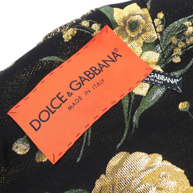 未使用品△DOLCE&amp;GABBANA ドルチェ＆ガッバーナ 黒タグ フラワージャガード ビーズ装飾 ノーカラージャケット 36 正規品 定価389000円_6
