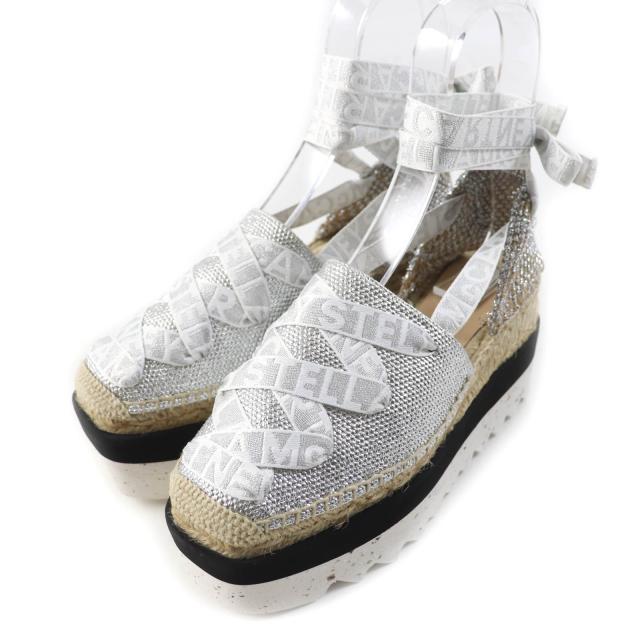 極美品★Stella McCartney ステラマッカートニー 800159 ガイア ロゴレースアップリボン エスパドリーユ プラットフォーム サンダル 36
