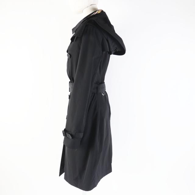 極美品◎BURBERRY バーバリー 8006111 ケンジントン デタッチャブルフード トレンチコート 裏ノバチェック ブラック 40 正規品 レディースの通販は