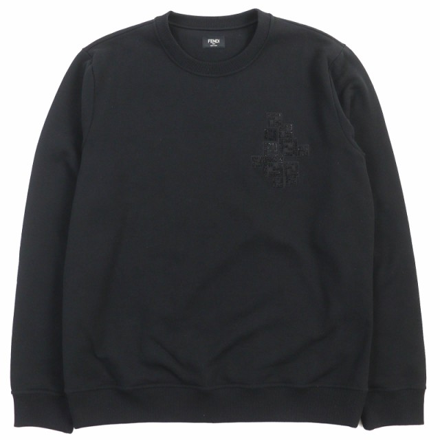未使用品△FENDI フェンディ FY0178 コットン100％ FFロゴビーズ装飾 長袖 トレーナー スウェット ブラック XL イタリア製 正規品 メンズの通販はトレーナー・スウェット