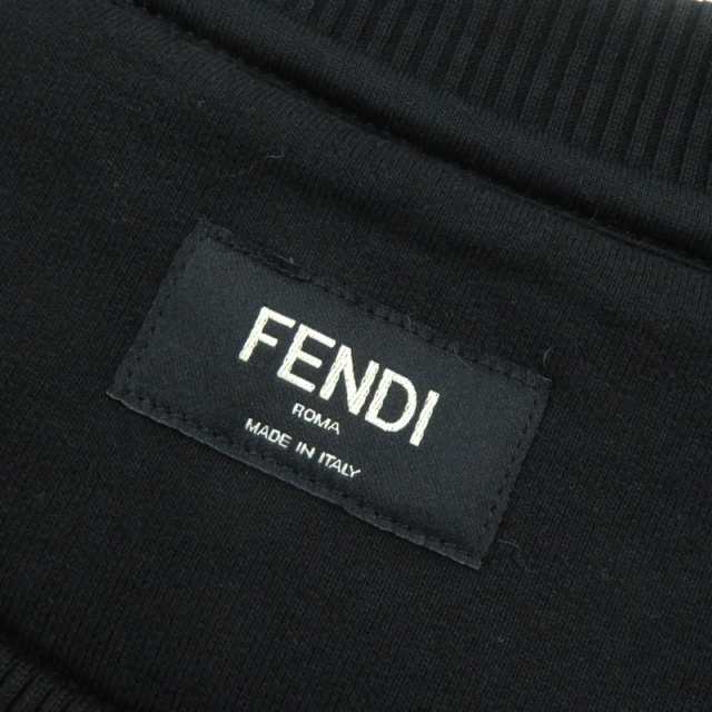 未使用品△FENDI フェンディ FY0178 コットン100％ FFロゴビーズ装飾 長袖 トレーナー スウェット ブラック XL イタリア製 正規品 メンズの通販は