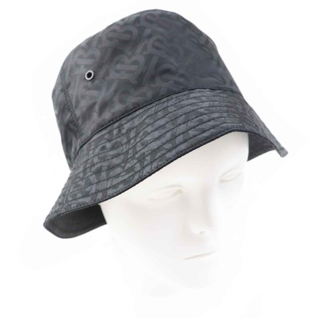 極美品◎BURBERRY バーバリー 8072726 TBロゴ 帽子 バケットハット ブラック S イタリア製 正規品 レディース