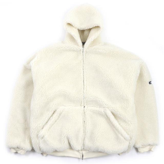 極美品□BALENCIAGA バレンシアガ 23AW 768694 UNISEX フーデッド ボアフリースジャケット ブルゾンジャケット アイボリー 2 正規品