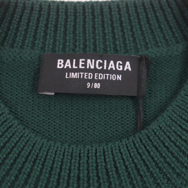 極美品▼BALENCIAGA バレンシアガ 22SS 682005 LIMITED EDITION 9/80 PARISロゴ刺繍 クルーネック ニット ウール100% セーター S 正規品_4