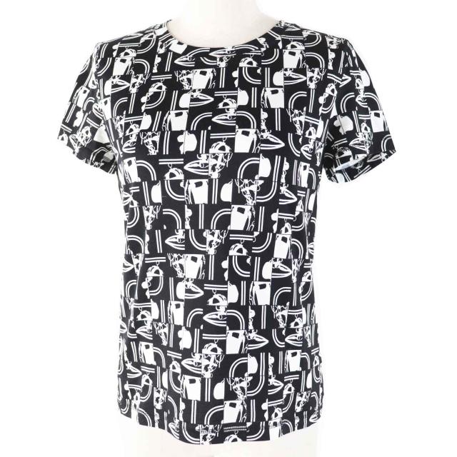 美品◎HERMES エルメス 21SS BRIDES de GALA en Desordre 式典用馬勒 コットン100％ 半袖Ｔシャツ ブラック ホワイト 34 仏製 正規品の通販は