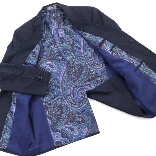 極美品○ETRO エトロ 172-1A915-0091 ロゴボタン 裏地シルク