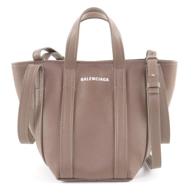 極美品◎BALENCIAGA バレンシアガ 672793 エブリデイ XS ノース サウス 3WAY レザー ハンド／トート／ショルダーバッグ グレージュ 袋付