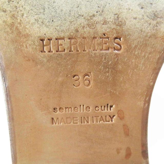 良品◎HERMES エルメス シルバー金具 ケリー金具 レザー ジャンピングブーツ ロングブーツ ベージュ 36 イタリア製 レディース_7