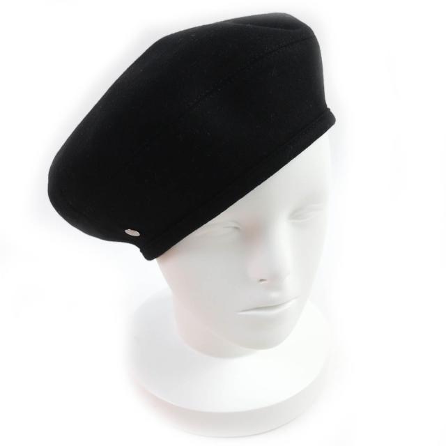 未使用品△HERMES エルメス カシミヤ100％ セリエボタンワンポイント ベレー帽 帽子 ブラック 58 正規品 箱付き シンプルデザイン◎の通販は 49,500円