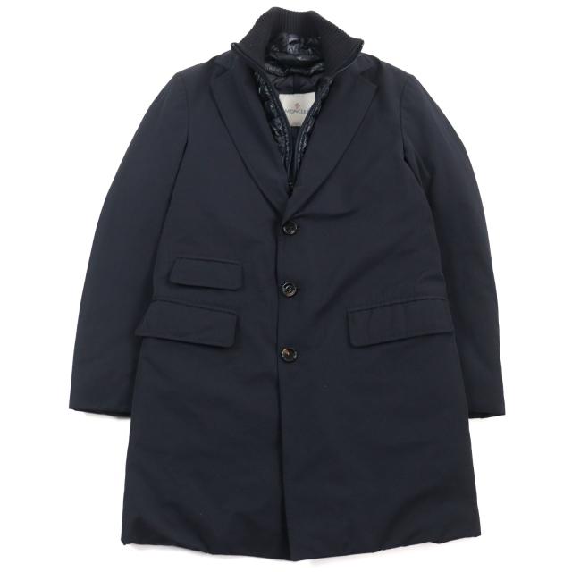美品○MONCLER モンクレール LESPARRE GIUBBOTTO ロゴボタン スタンドカラー レイヤードデザイン ダウンコート ネイビー 0 メンズの通販は 35,750円