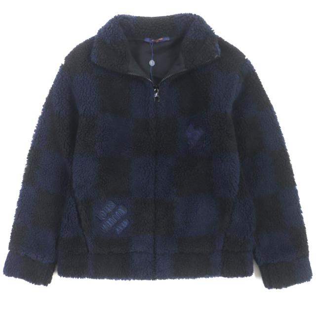 未使用品▼LOUIS VUITTON ルイヴィトン NIGO 22SS HMY04W ジャガードダミエ ボアフリースジャケット オールオーバー ブルゾン M 正規品