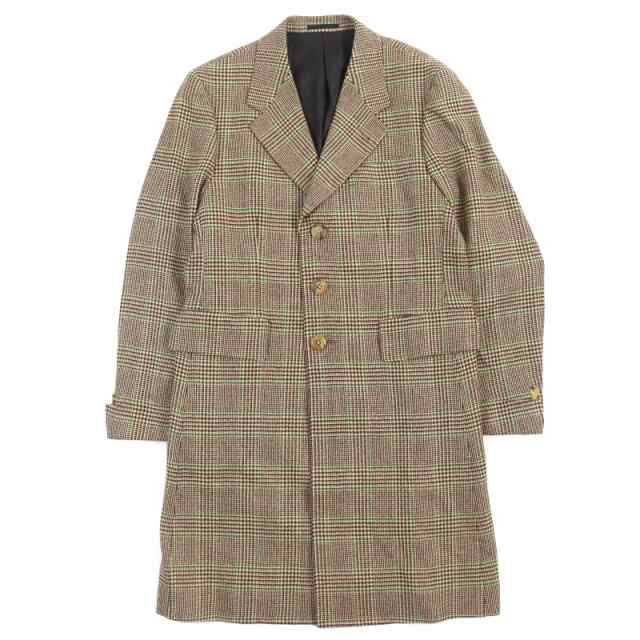 極美品△Paul Smith London ポールスミスロンドン ウール100％ 千鳥格子柄 ツイード シングル チェスターコート ブラウン系 M 正規品の通販は
