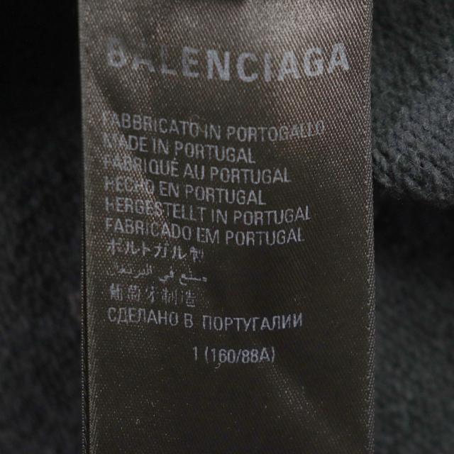 美品▼BALENCIAGA バレンシアガ 22AW 674986 コットン100% ロゴプリント ペンキクラッシュ ダメージ加工 プルオーバー パーカー L 正規品_6
