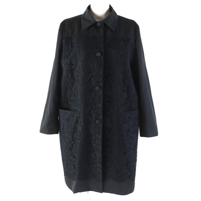 美品△VALENTINO ヴァレンティノ RB3CA3004G3 レースデザイン シングル ロングコート ブラック 44 イタリア製 正規品 レディースの通販は
