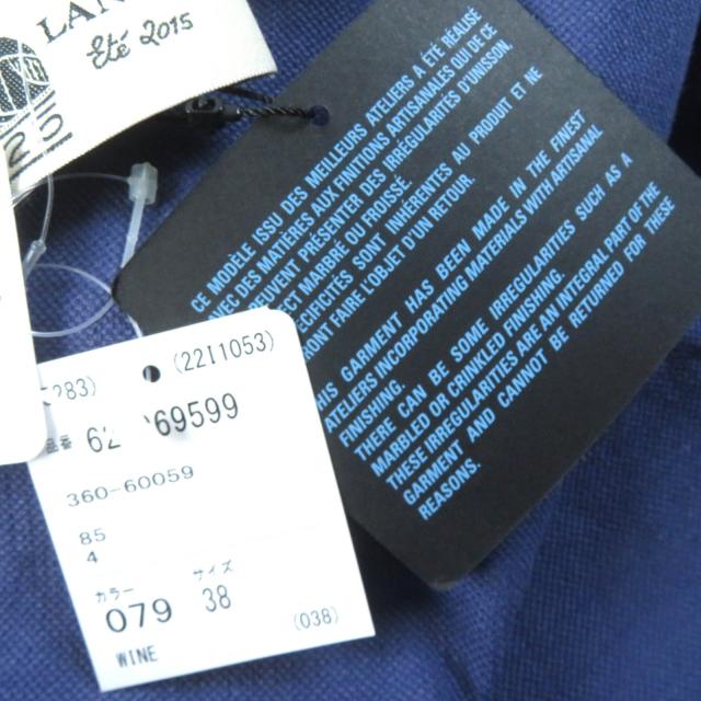 未使用品△LANVIN ランバン リネン ワンショルダー ノースリーブ ドレス ワンピース パープルブルー 38 フランス製 正規品_9