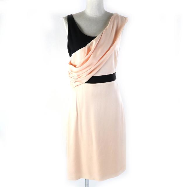 【ドンドン見直し】未使用△LANVIN ランバン バイカラー ノースリーブ ドレス ワンピース 裏地シルク100％ 36 正規品 定価316800円