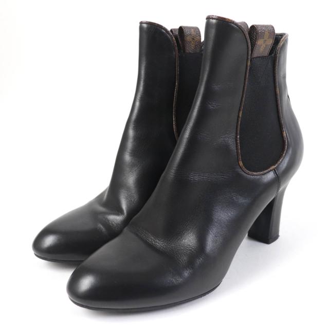 Louis Vuitton ブラックレザーショートブーツ