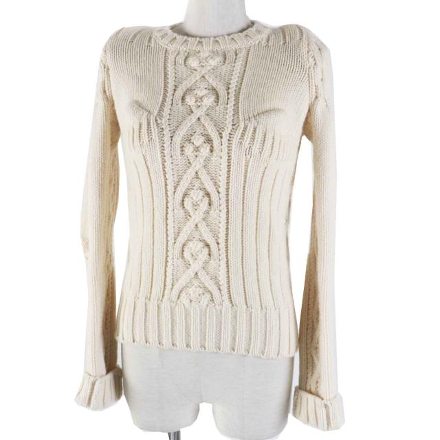 極美品◎Maison Margiela メゾンマルジェラ S29GP0024 ウール ケーブル編み 長袖 ニット アイボリー S イタリア製 正規品 レディース