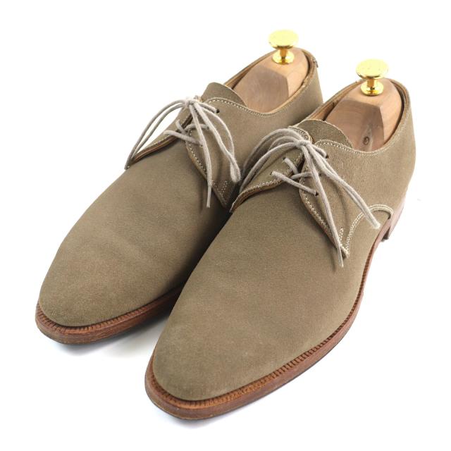 美品○CROCKETT&JONES クロケットアンドジョーンズ NEWQUAY ニューキー プレーントゥ レースアップ スウェードレザーシューズ 6 英国製の通販は