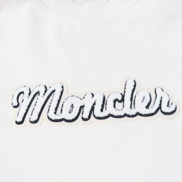 美品☆MONCLER モンクレール 2022年製 FELPA ロゴ入り オーバーサイズ 長袖 トレーナー スウェット アイボリー S 正規品 レディース_4